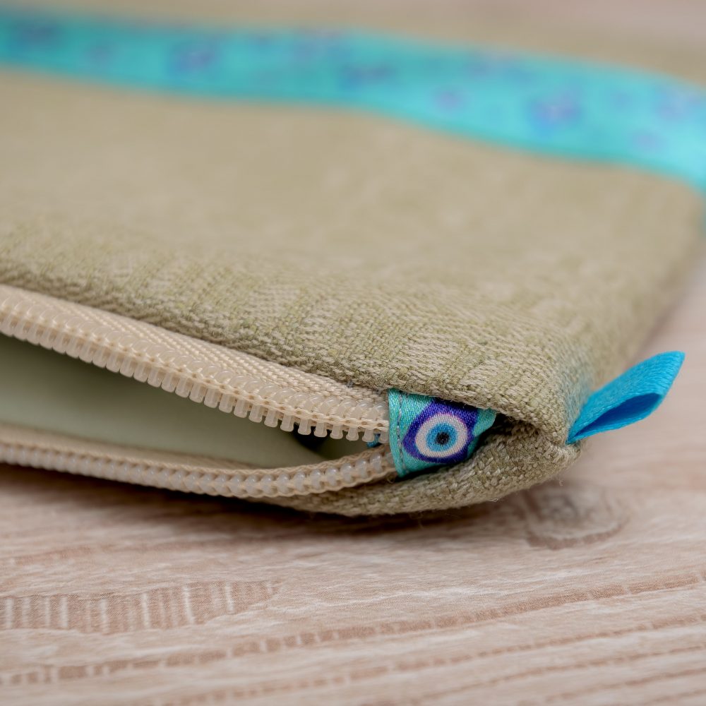 Silk handmade pouch olive _Ariadni_.9-min
